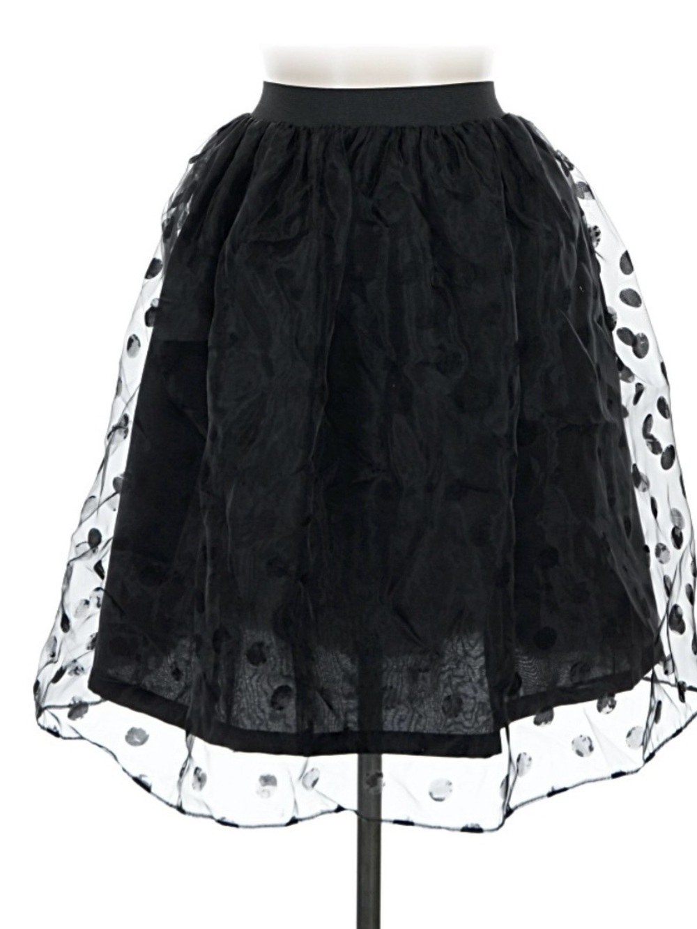 Mystic Sheer Black Polka Dot Midi Skirt